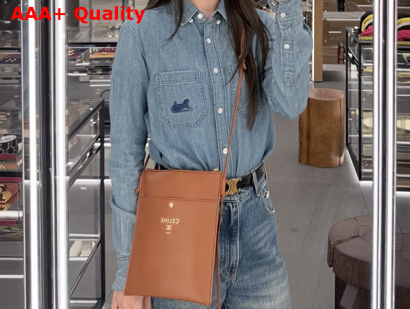 Celine Sharp Pouch in Tan Smooth Lambskin Replica