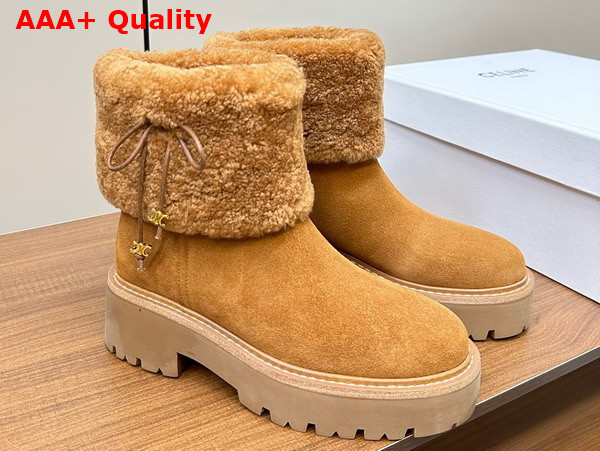 Celine Shearling Boot in Natural Suede Leather Replica