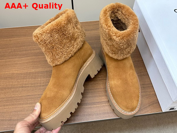 Celine Shearling Boot in Natural Suede Leather Replica