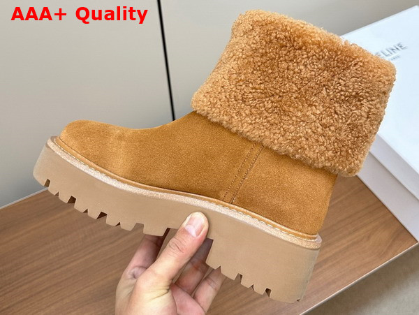 Celine Shearling Boot in Natural Suede Leather Replica