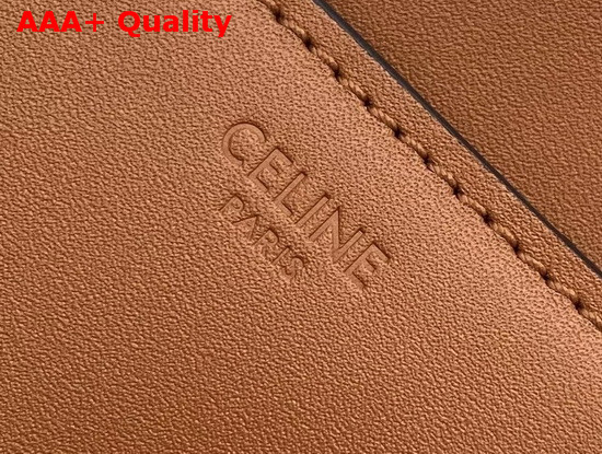 Celine Small 16 Bag in Tan Satinated Calfskin with Long Strap in Textile and Calfskin Replica