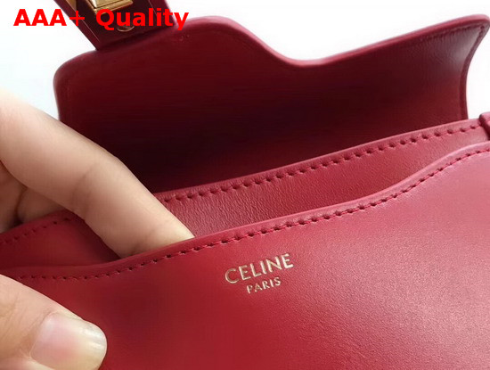 Celine Small Besace 16 Bag in Red Satinated Calfskin Replica