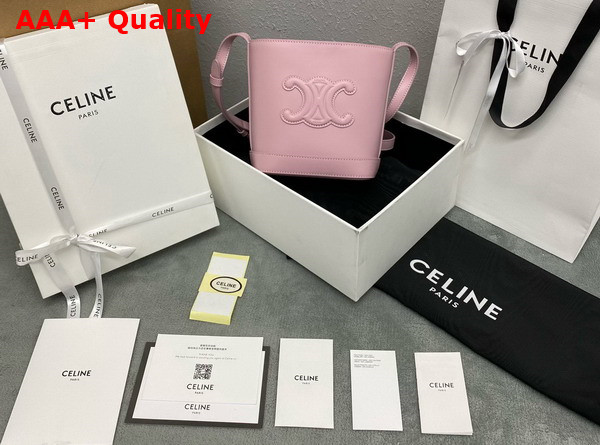 Celine Small Bucket Cuir Triomphe in Smooth Calfskin Light Pink Replica
