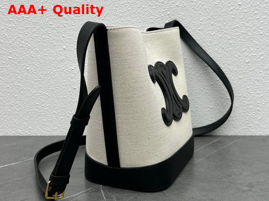 Celine Small Bucket Cuir Triomphe in Textile and Calfskin Vanilla Black Replica