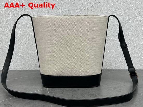 Celine Small Bucket Cuir Triomphe in Textile and Calfskin Vanilla Black Replica