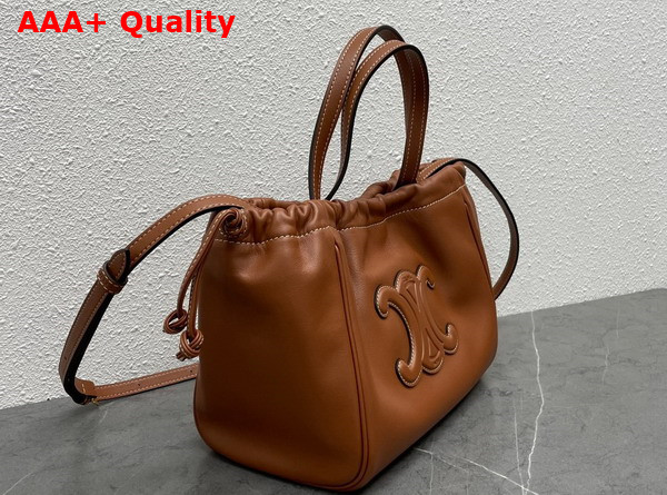 Celine Small Cabas Drawstring Cuir Triomphe in Smooth Calfskin Tan Replica
