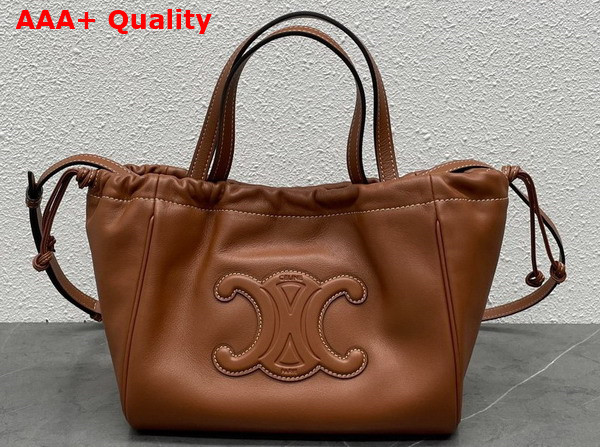 Celine Small Cabas Drawstring Cuir Triomphe in Smooth Calfskin Tan Replica