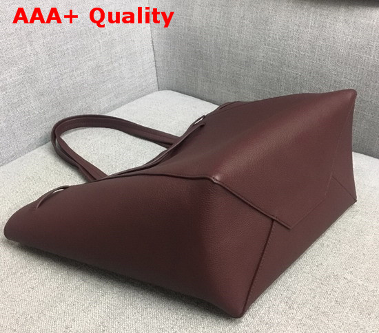 Celine Small Cabas Phantom in Burgundy Soft Grained Calfskin Replica