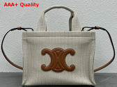 Celine Small Cabas Thais in Striped Textile Beige Replica