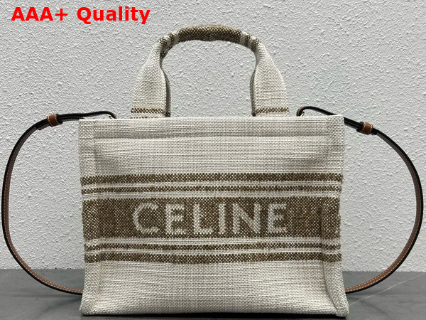 Celine Small Cabas Thais in Striped Textile with Celine Jacquard Replica