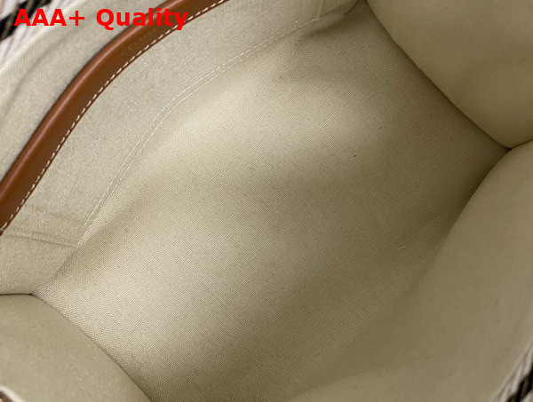 Celine Small Cabas Thais in Striped Textile with Triomphe Beige and Black Replica