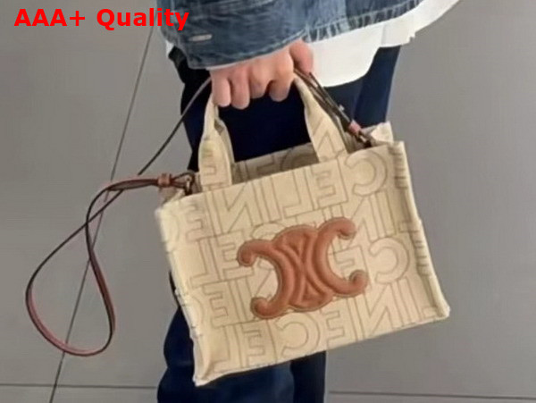 Celine Small Cabas Thais in Textile with Allover Celine Print Replica