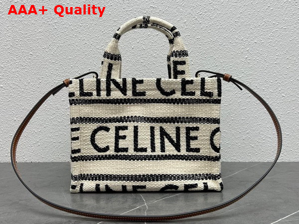 Celine Small Cabas Thais in Textile with Celine All Over White and Black Replica