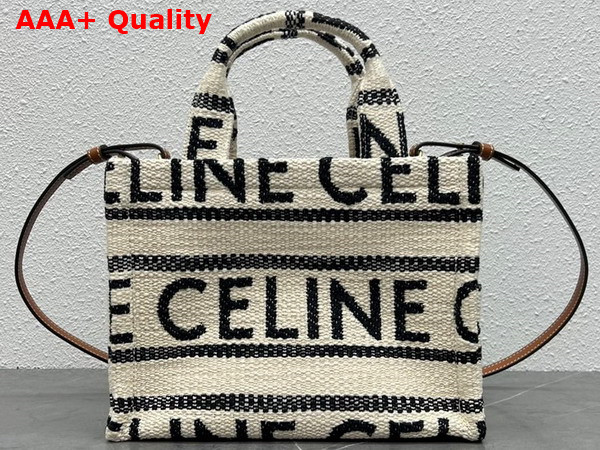 Celine Small Cabas Thais in Textile with Celine All Over White and Black Replica