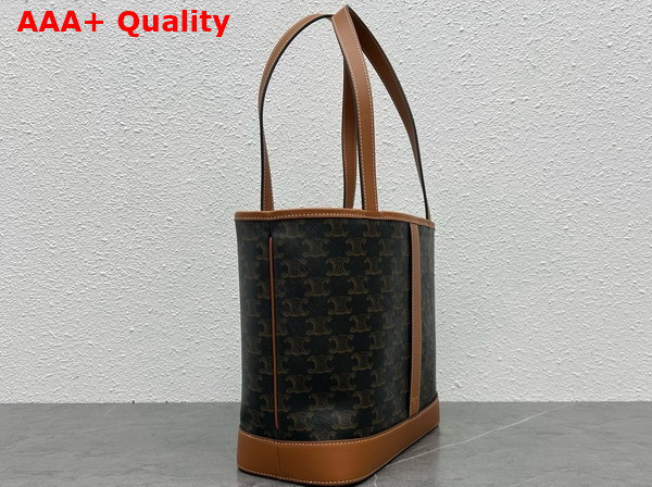 Celine Small Cabas in Triomphe Canvas and Calfskin Tan Replica
