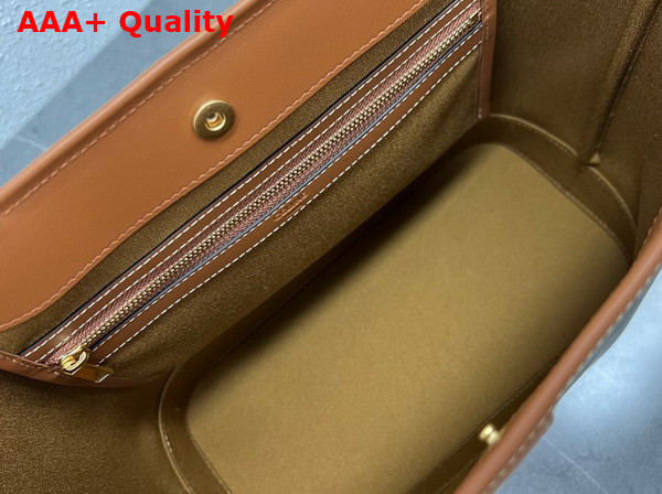 Celine Small Cabas in Triomphe Canvas and Calfskin Tan Replica