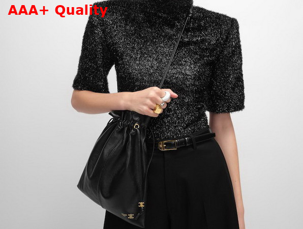 Celine Small Crystal Pouch in Black Lambskin 123662 Replica