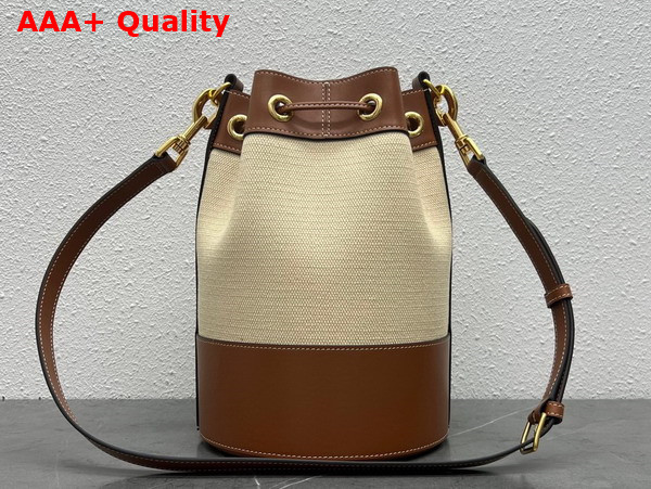 Celine Small Drawstring Cabas Marin in Textile and Calfskin Natural and Tan Replica