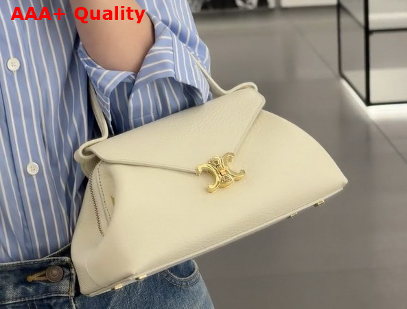Celine Small Flair in Grained Calfskin Creamy White Replica