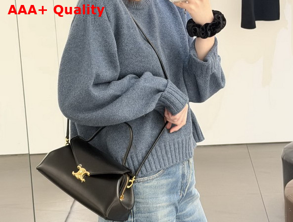 Celine Small Flair in Shiny Calfskin Black Replica