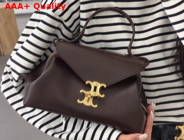 Celine Small Flair in Shiny Calfskin Chestnut Replica