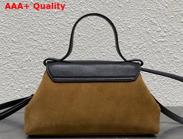Celine Small Flair in Suede Calfskin and Glossy Lambskin Camel and Black Replica