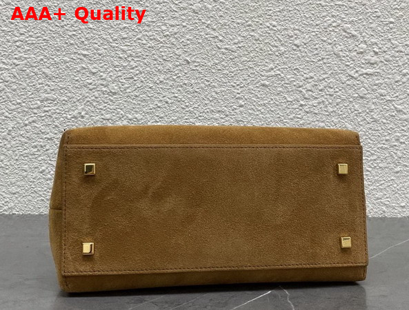 Celine Small Flair in Suede Calfskin and Glossy Lambskin Camel and Black Replica