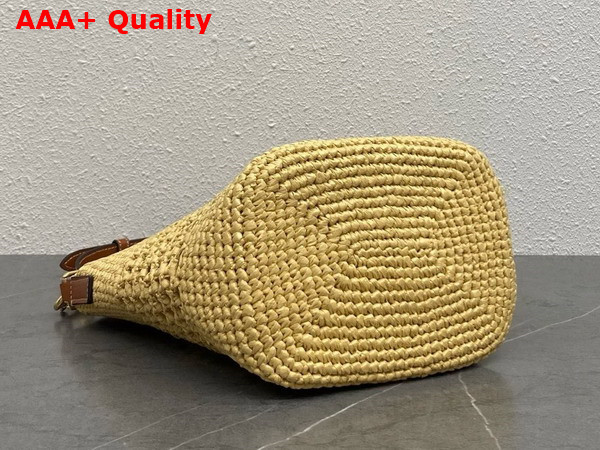 Celine Small Louise Bucket in Raffia and Calfskin Natural Tan Replica