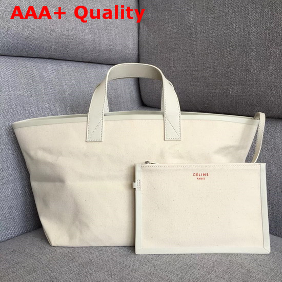 Celine Small Made in Tote in Textile Natural and Red Replica