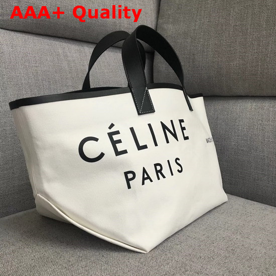 Celine Small Made in Tote in Textile White and Black Replica