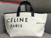Celine Small Made in Tote in Textile White and Black Replica