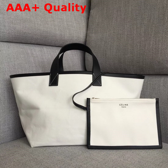 Celine Small Made in Tote in Textile White and Black Replica