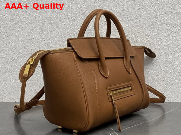 Celine Small New Luggage in Soft Tan Supple Shiny Lambskin Replica