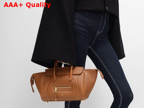 Celine Small New Luggage in Soft Tan Supple Shiny Lambskin Replica