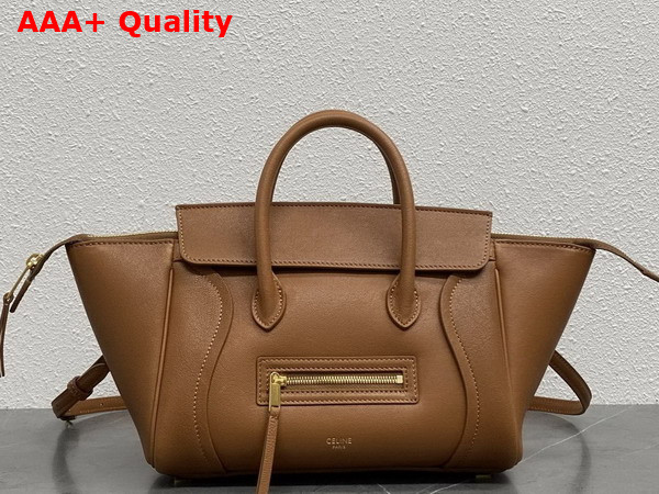 Celine Small New Luggage in Soft Tan Supple Shiny Lambskin Replica