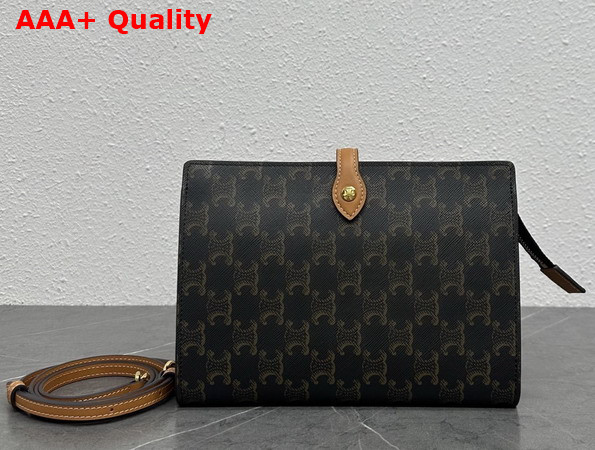 Celine Small Note Book in Triomphe Canvas and Natural Calfskin Replica