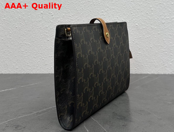 Celine Small Note Book in Triomphe Canvas and Natural Calfskin Replica