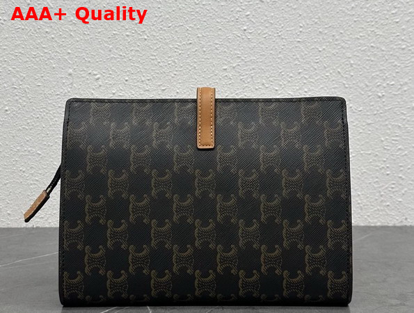 Celine Small Note Book in Triomphe Canvas and Natural Calfskin Replica