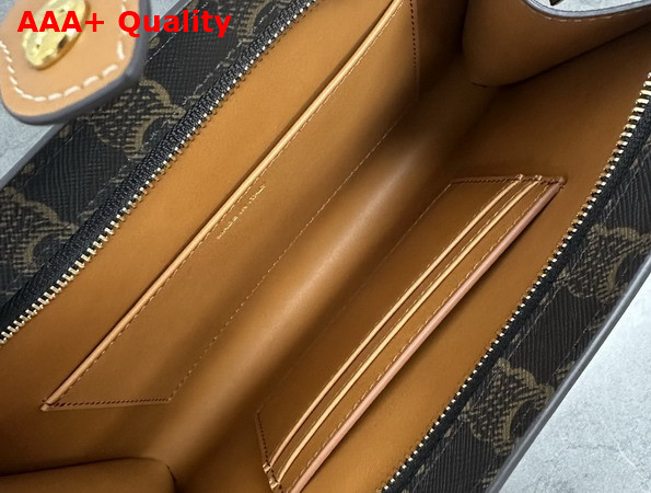 Celine Small Note Book in Triomphe Canvas and Natural Calfskin Replica