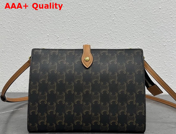 Celine Small Note Book in Triomphe Canvas and Natural Calfskin Replica