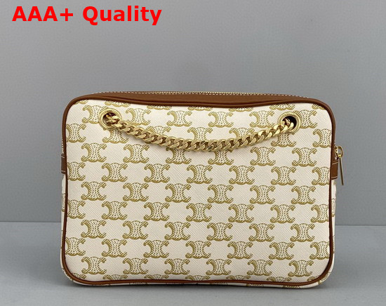 Celine Small Patapans in Triomphe Canvas and Calfskin White Replica