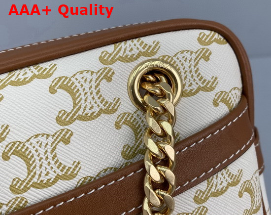 Celine Small Patapans in Triomphe Canvas and Calfskin White Replica