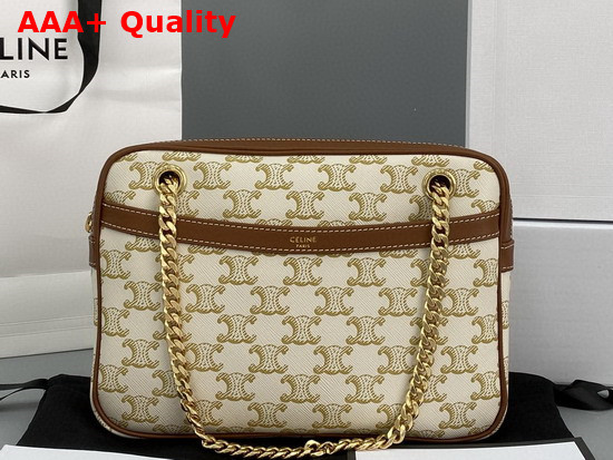 Celine Small Patapans in Triomphe Canvas and Calfskin White Replica