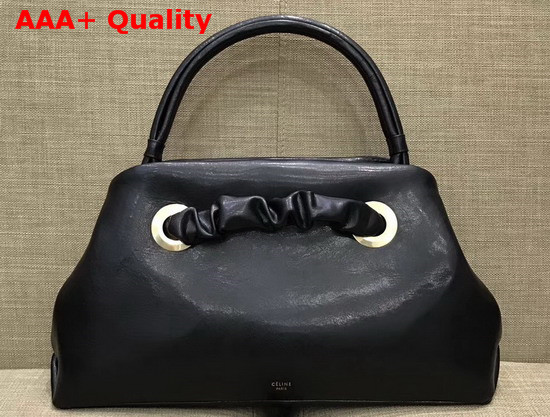 Celine Small Purse with Eyelets in Black Shiny Calfskin Replica