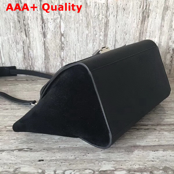 Celine Small Trapeze Bag in Black Grained Calfskin and Suede Calfskin Replica