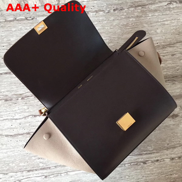 Celine Small Trapeze Bag in Multicolour Baby Grained Calfskin Brown Black Nude Replica