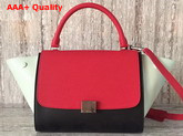 Celine Small Trapeze Bag in Multicolour Baby Grained Calfskin Red Black Beige Replica