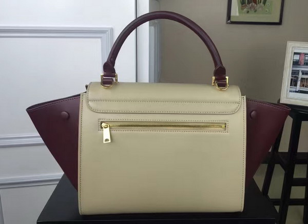 Celine Small Trapeze Handbag in Light Grey and Bordeaux Smooth Calfskin for Sale