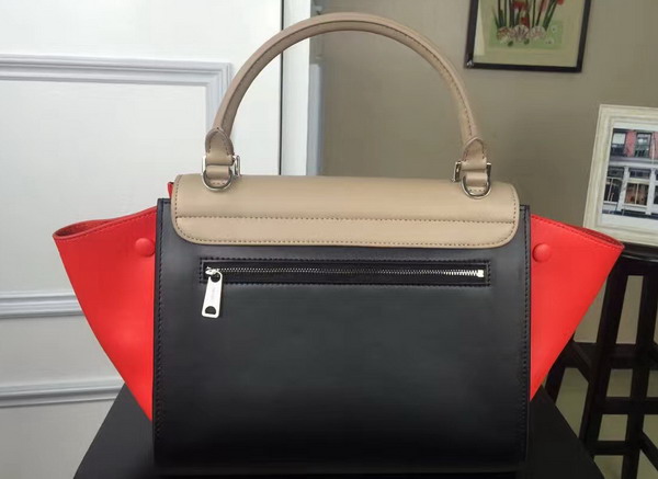 Celine Small Trapeze Handbag in Multicolour Smooth Calfskin Beige Black Orange for Sale