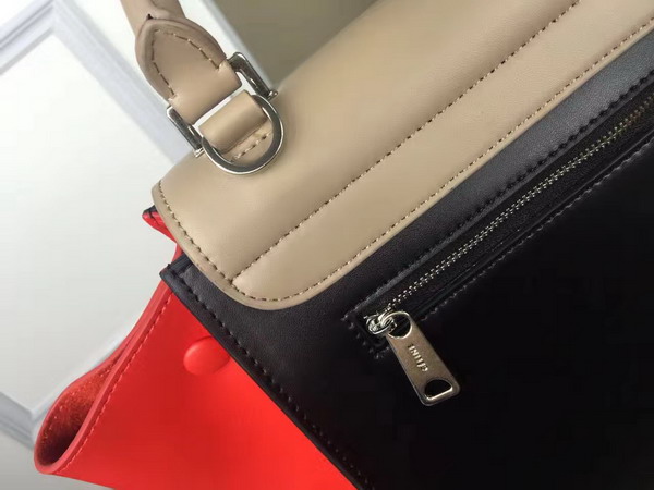 Celine Small Trapeze Handbag in Multicolour Smooth Calfskin Beige Black Orange for Sale